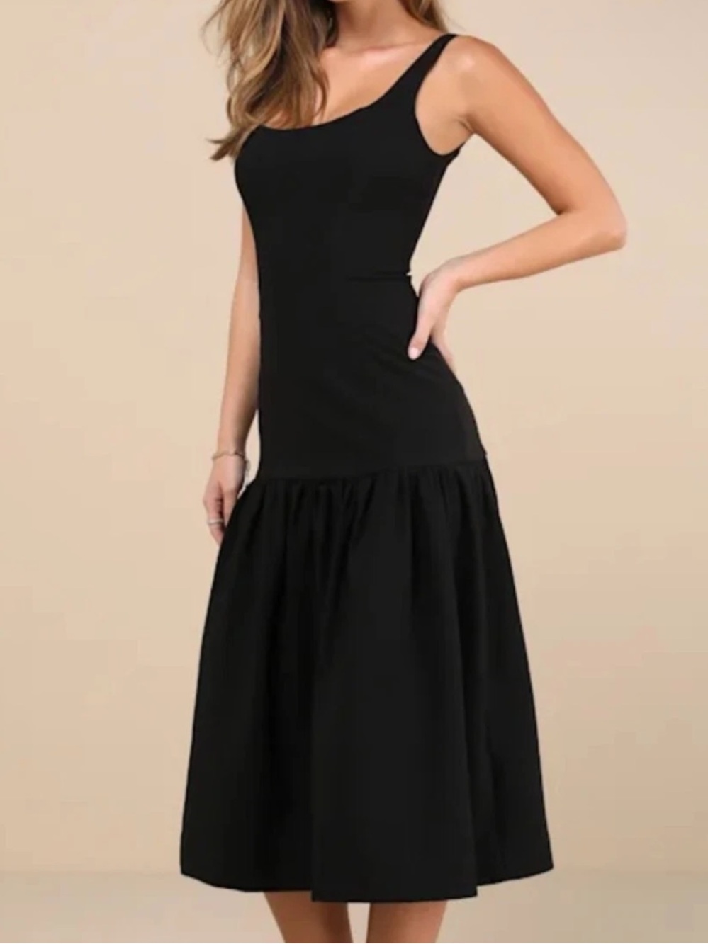 NWT Nordstrom rare London black drop waist midi dress size 8
